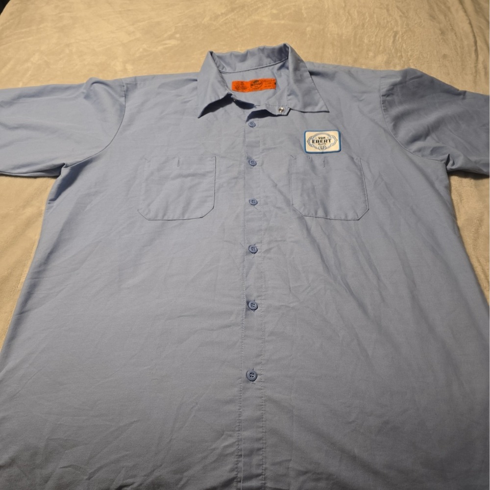 Von Ebert Brewing Pdx Work Shirt Men's XL Blue Button Up Red Kap Mechanic Driver